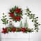 24" Red Glittered Poinsettia & Long Pine Christmas Wreath